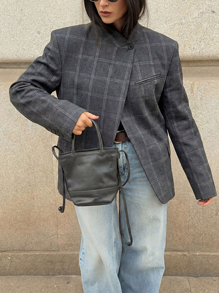 Womens Blazer - HH Women Fashion Plaid Blazer Coat