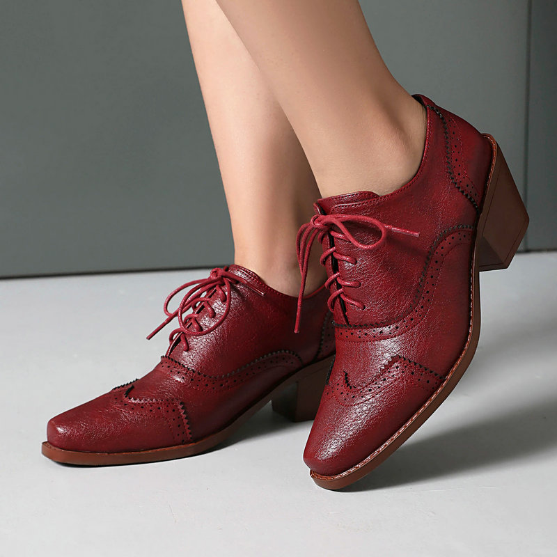 Women Oxford Shoes Point Toe W - Pump Heel Block ulasan dan harga