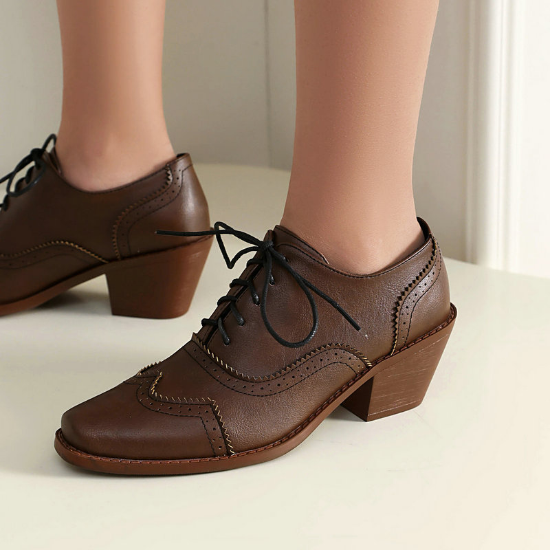 Women Oxford Shoes Point Toe W - Pump Heel Block ulasan dan harga