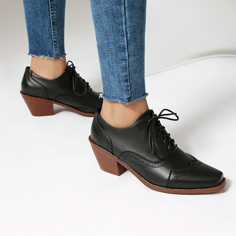 Women Oxford Shoes Point Toe W - Pump Heel Block ulasan dan harga