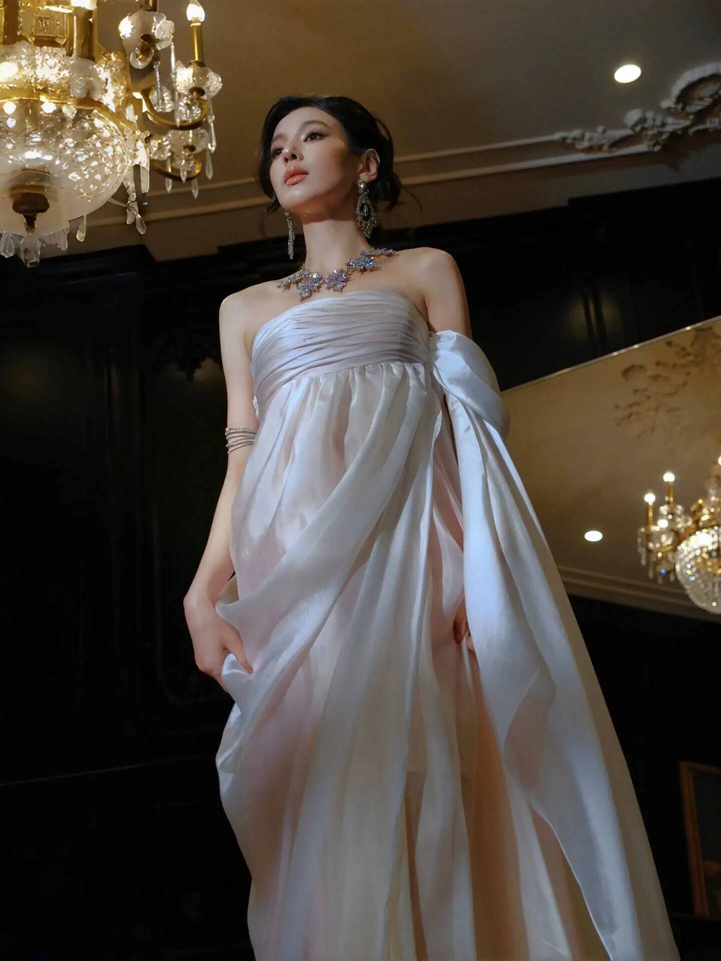 Strapless Flowy Chiffon Evenin - Formal Dress ulasan dan harga