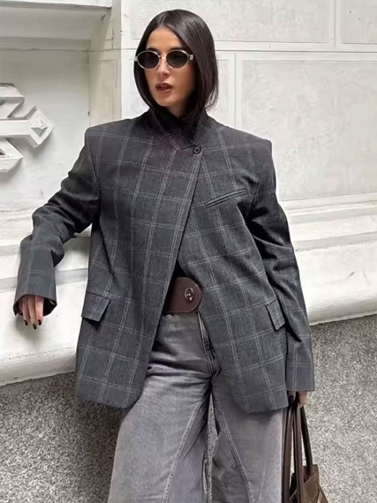 HH Women Fashion Plaid Blazer  - Womens Blazer ulasan dan harga
