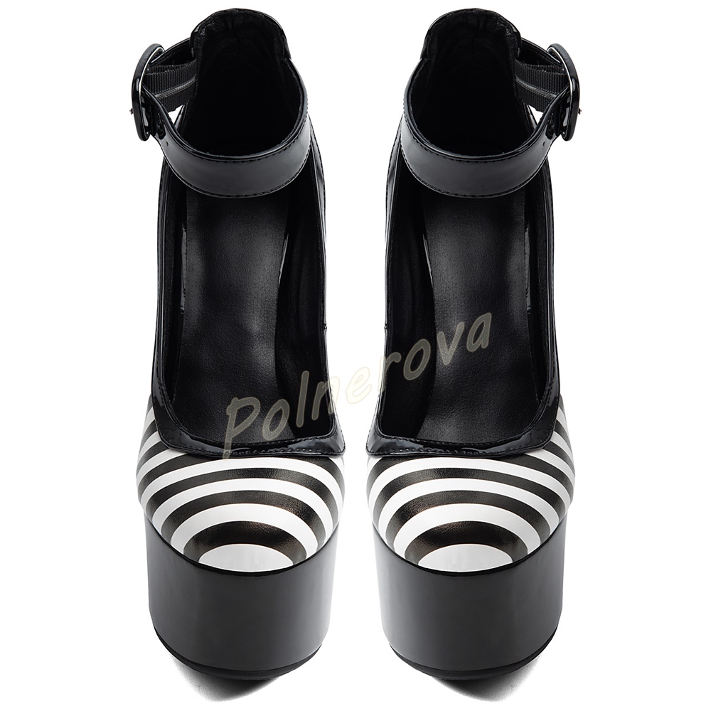 Women Black White Striped Pump - Lace Dress ulasan dan harga